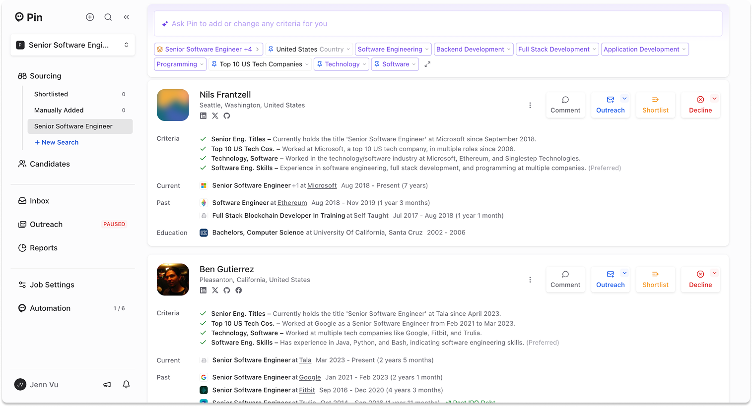 UPDATED Pin Feature Intelligent Candidate Sourcing
